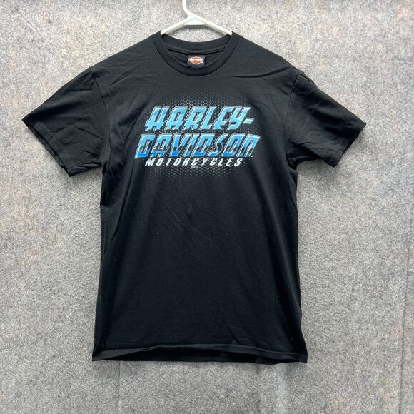 Harley Davidson Shirt Men Medium Black Blue Biker Tee Motorcycle Crewneck 2018 - Picture 1 of 13